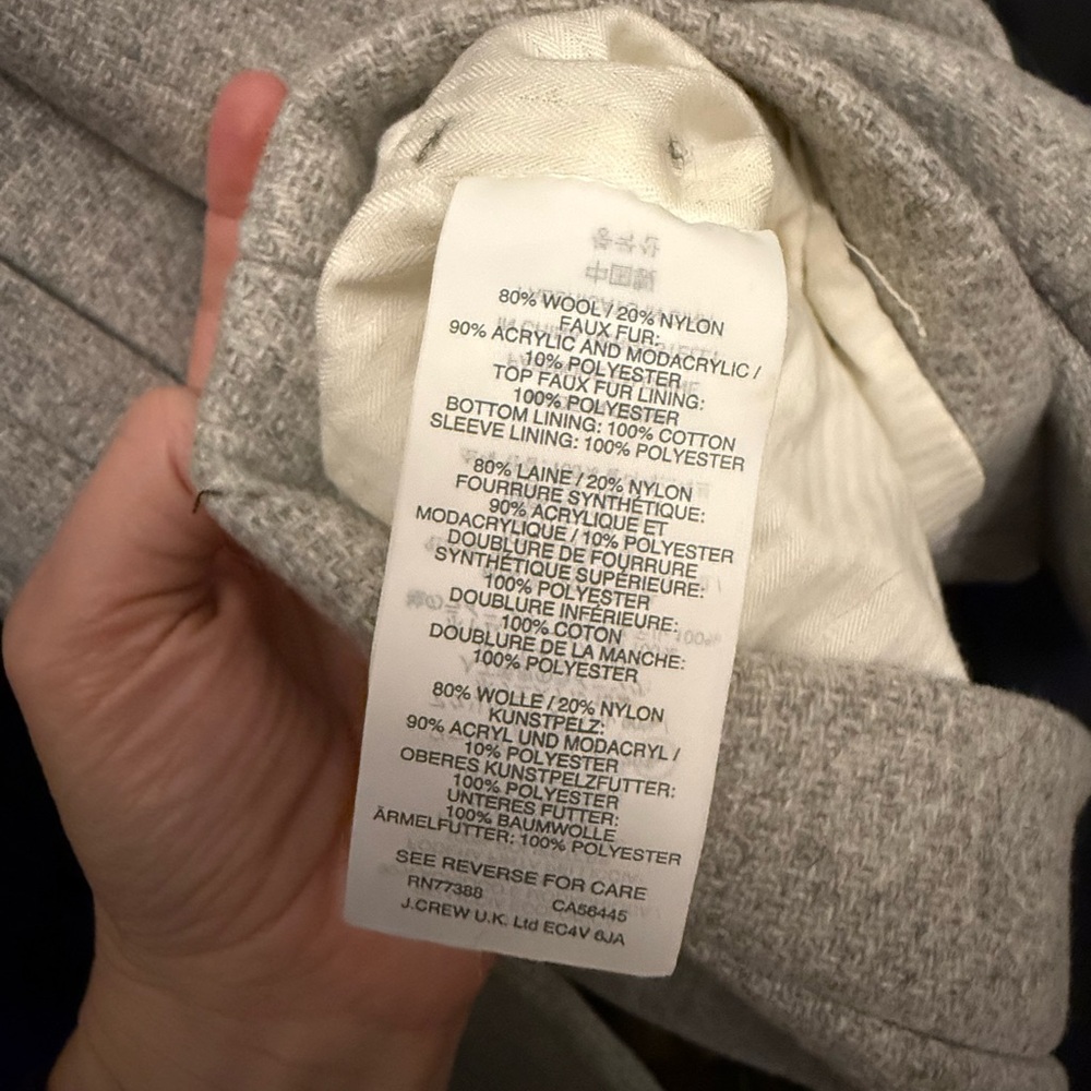 Crewcuts Gray will Pea Coat with Faux Fur Collar and cozy Sherpa lining - Picture 7 of 7